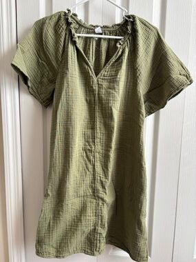 Olive Green Gauze Tunic Dress Size Small